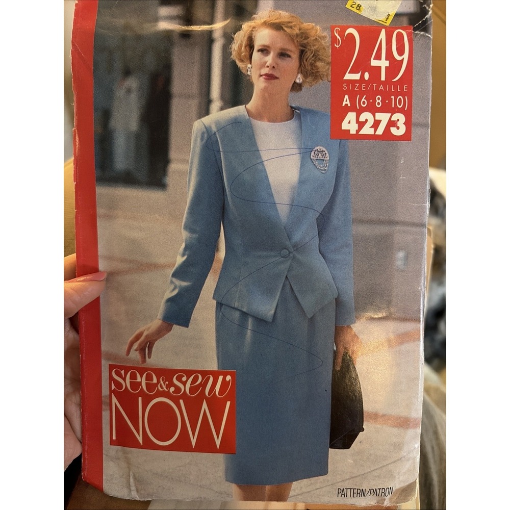 Vintage 1989 Butterick 4273 Outfit Sewing Pattern Size 6-10 Uncut Skirt Jacket